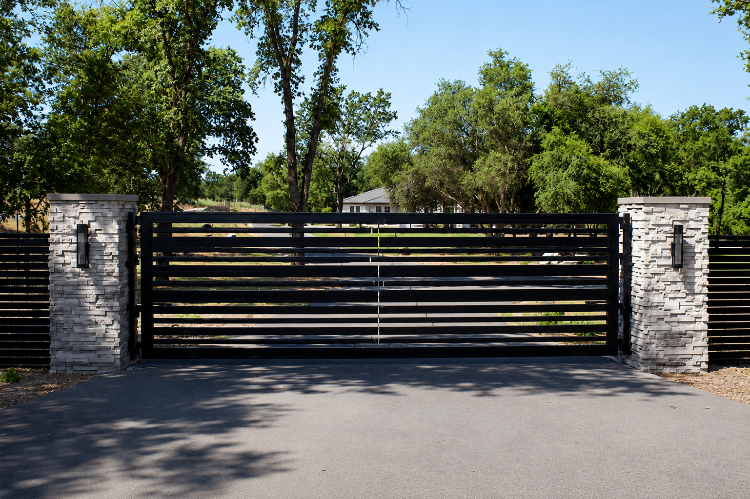 Custom Uphill Dual Swing Gate & Smart Access