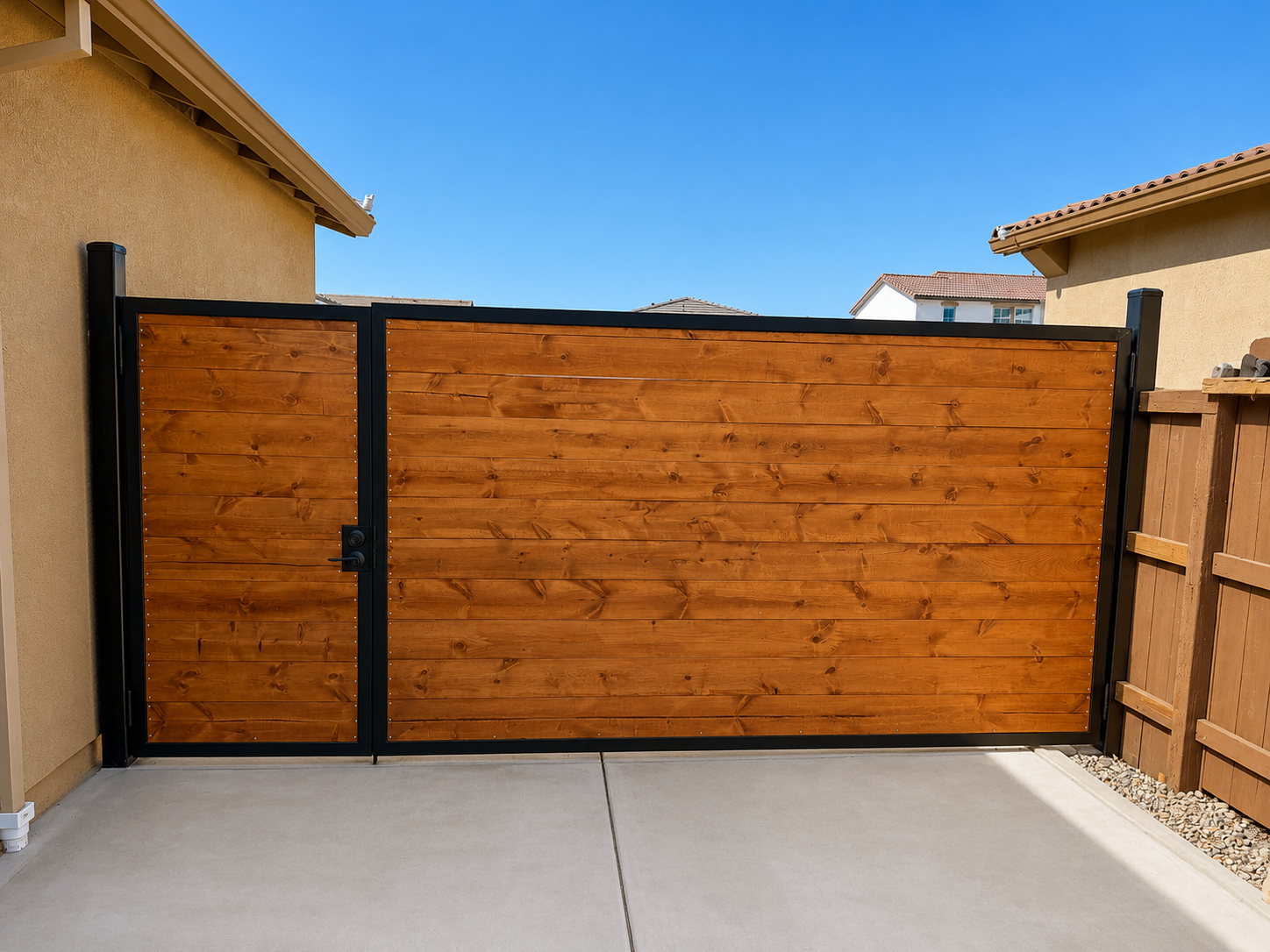 Custom Cedar & Steel Driveway Gate